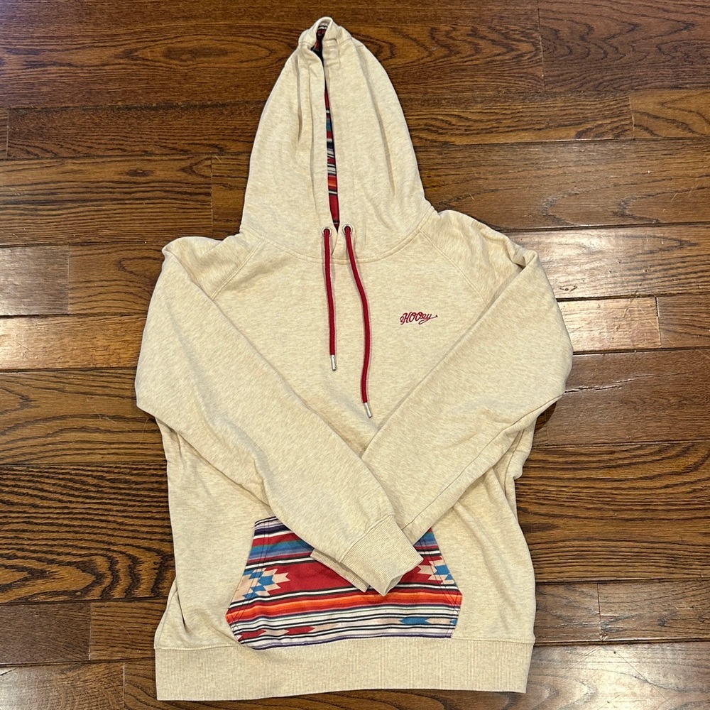 Hooey Cream Hoodie with Red Accents